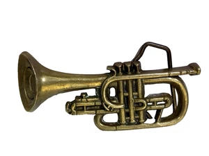 Flugel Horn Musical Instrument Unique Belt Buckle Solid Brass Band Orchestra - Picture 1 of 8