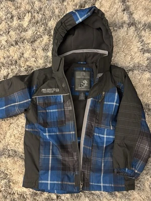 Молодежная куртка Free Country серии Extreme Performance, размер 7/8, синяя клетчатая, б/у в отличном состоянии - Изображение 1 из 4