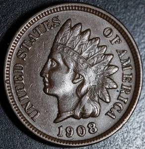 CENTAVO CABEZA INDIA 1908 - Con Libertad y Diamantes - Casi AU SIN CIRCULAR - Imagen 1 de 2