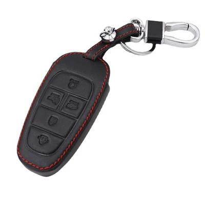 Black Leather For 2020 2021 Hyundai Sonata Nexo 5 Buttons Key Fob Bag Cover Case - Image 1 of 4