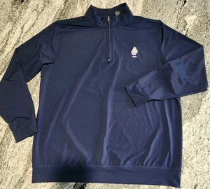 COUNTRY CLUB OF NEW BEDFORD CCNB 1/4 ZIP GOLF PULLOVER MENS MEDIUM BLUE LOGO EUC - Picture 1 of 9