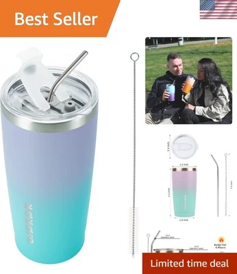 20 oz Insulated Stainless Steel Tumbler with Lid & Straw in Lavender Green - Image 1 of 4