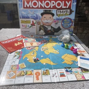 Monopoly Travel World Tour Board Game , with Ink Stampers Hasbro Gaming , family - Picture 1 of 12