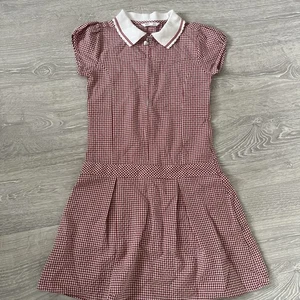 M&S Girls School Summer Dress Age 8-9 Red Gingham Excellent Cond - Picture 1 of 4