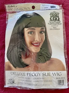 MICHELLE'S PERÜCKE COLLECTION PEGGY SUE PERÜCKE DELUXE SCHWARZ HALLOWEEN WASCHBAR NEU - Bild 1 von 7