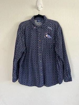Camisa Disney Vintage Años 90 Eeyore Azul Pana Manga Larga Botón Delantero Talla XL Foto 1 de 4