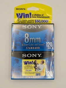Sony 8mm Video Cassette Tape P6-120MPL 120 Min Standard Grade 2-Pack Sealed - Picture 1 of 2