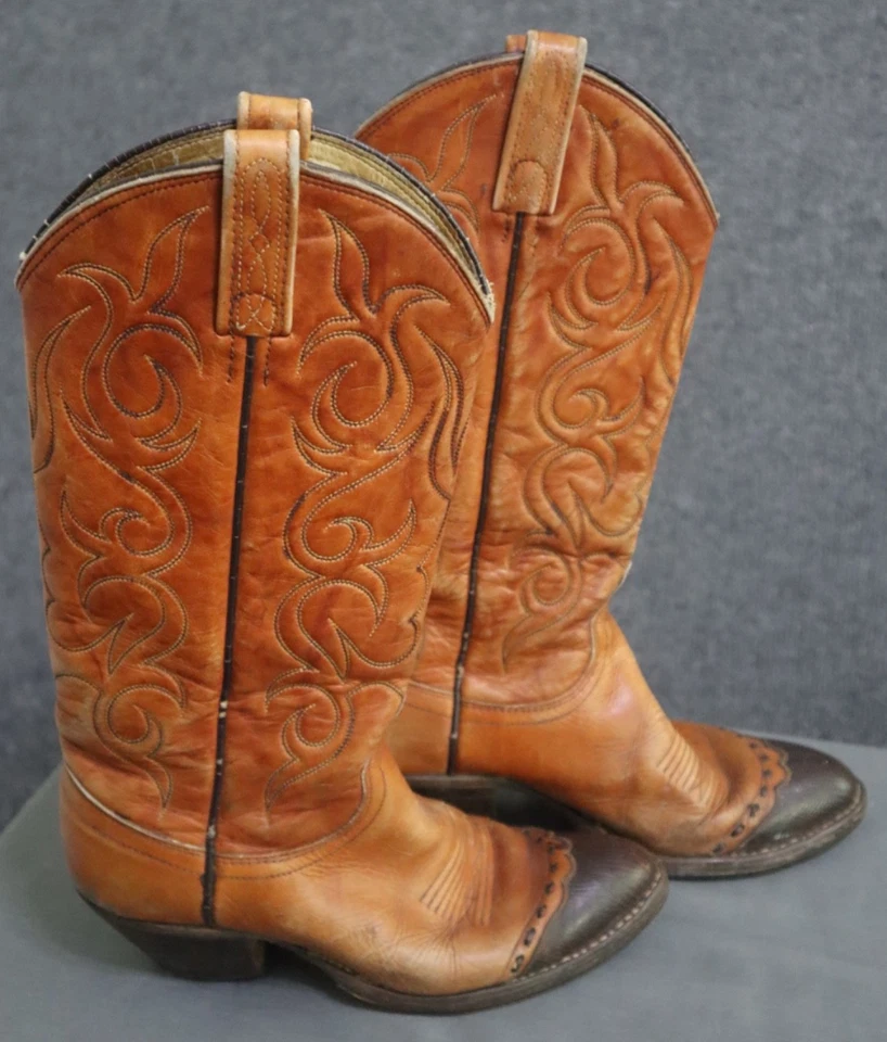 Dan Post Cowboy Boots Women 6C Tan Leather Exotic Snip Toe Rodeo Cowgirl Western - Image 1 of 4