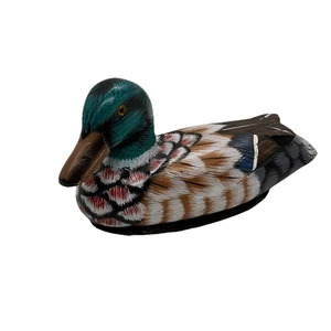 Vintage Wooden Carved Duck Lint Remover Brush Mallard Figurine Decoy - Picture 1 of 11