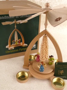 Neu im Karton mit Etikett SAMMLERSTÜCK Richard Glasser HOLZ WEIHNACHTSPYRAMIDE mit ENGELN Deutschland - Bild 1 von 5