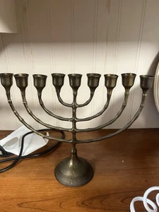 Solid Brass Menorah 7 Arm Candelabra 9” Tall. -- 4354 - Picture 1 of 3