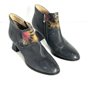 Spring Step L'Artiste Floral Tooled Leather Ankle Boot 10 US 41 EU Black Witchy - Picture 1 of 15
