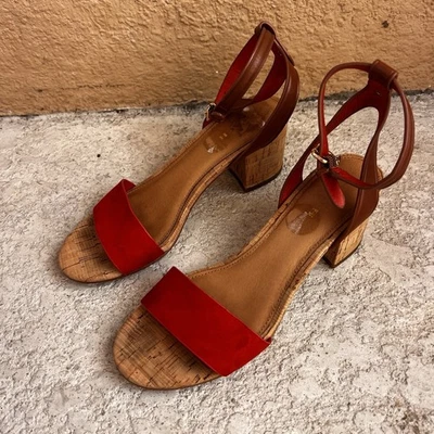 Sandalia Coach Thompson de gamuza/estera con correa al tobillo de pantorrilla 7 M rojo carmín nueva con caja Foto 1 de 4