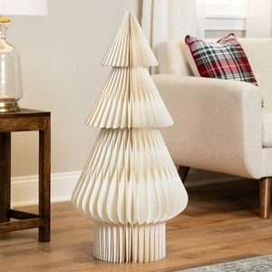 Akkordeon Waben faltbarer Papier Weihnachtsbaum - 3' - Creme - Bild 1 von 7