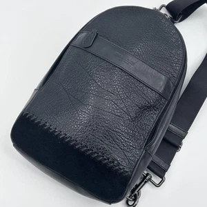 Coach Body Bag Sling Leather Black 36cm x 22cm x 7cm - Picture 1 of 9