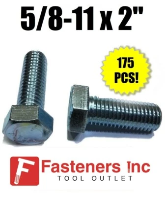 BRIGHTON BEST (Qty 175) 5/8-11 x 2" Hex Bolt Zinc Plated Grade 5 Cap Screw Full Thread
