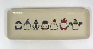 Halloween Gnome Serving Tray 15 1/2 x 6 inches Mummy Witch Bat Devil Vampire - Picture 1 of 9