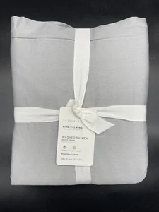 POTTERY BARN WASHED SATEEN KING / CAL KING DUVET NEW WITH TAGS GRAY - Picture 1 of 3