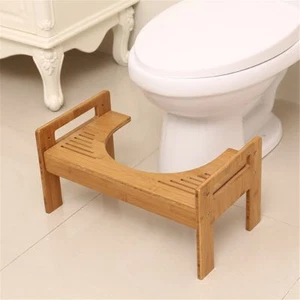 Wooden Potty Prevent Constipation Bathroom Toilet Aid Squatty Step Foot Stool - Foto 1 di 6