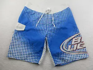 Bud Light Beer Board Shorts Mens Size 36 Swim Blue & White Drawstring Pocket - Picture 1 of 9