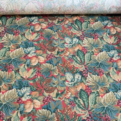 Tecido de estofamento vintage fabricut Stanley King Ardmore verde cereja baga 11 anos 54" - Imagem 1 de 4