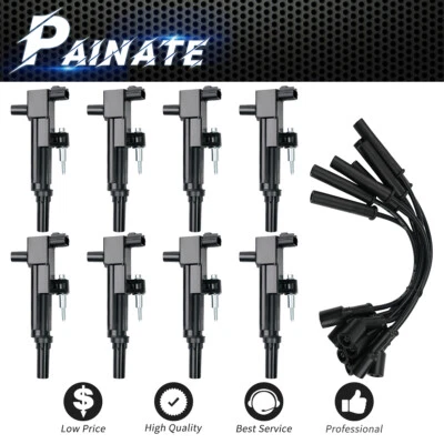 8X Ignition Coil+Spark Plug Wire Set For 2008-2009 Chrysler Aspen V8 4.7L UF601 Foto 1 de 4