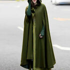 Womens Loose Long Cape Cloak Hooded Coat Winter Outwear Medieval Robe