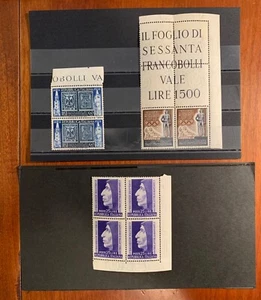 ITALY 1952 MNH STAMPS, SCOTT NOS. 599, 603, & 609, POST OFFICE FRESH EXAMPLES - Picture 1 of 2