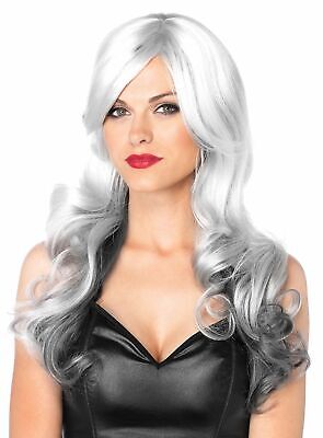 Lockenperücke Weiß-grau - Trendige Damenperücke Mit Spannendem Farbverlauf • 37.79€