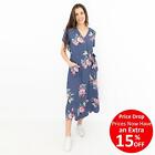 Joules Womens Dress Midi Callie Print Floral Blue Wrap Pockets Belted Floaty