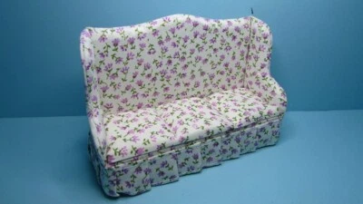 Sofá/sofá miniatura para casa de muñecas diseño floral púrpura CLA10896 Foto 1 de 4