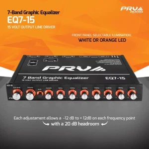 PRV EQ7-15 Equalizzatore Audio Auto 7 Bande 1/2 Din 6 Canali Uscita RCA Grafica EQ - Foto 1 di 8