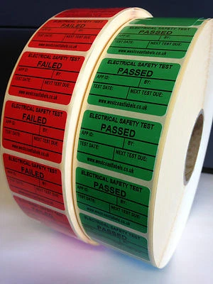 PAT Testing Passed Test Stickers Electrical Labels, Pass or Fail, PERSONALISED - Image 1 of 4