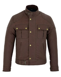 Classic Wax Cotton Motorcycle Mens Waterproof Biker Jacket Double Linning - Picture 1 of 18