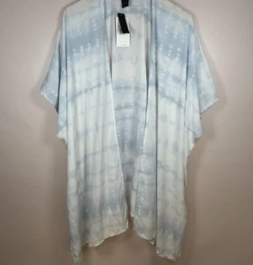 NWT Steve Madden Cover Up Womens One Size Blue and White Cardigan Kimono - Picture 1 of 12