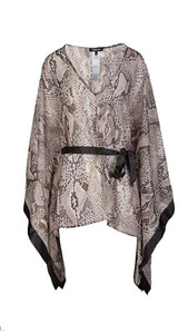 Roberto Cavalli Phyton Printed Chiffon Short Kaftan Cover Up- One Size - Picture 1 of 5