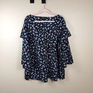 Lane Bryant Floral Ruffle Flare Sleeve Blouse Size 22/24 - Picture 1 of 11