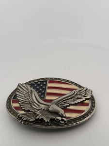 Heavy PEWTER Legends West Eagle & Flag Western Belt Buckle Excellent Condition - Picture 1 of 3