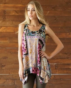 Summer Time Print Tank in Burgundy and Brown in Wrinkle Resistant Fabric - Picture 1 of 4