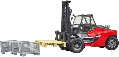 Bruder Carrello elevatore Linde HT160D 02513 con pallet e 3 gabbie Muletto - Immagine 1 di 4