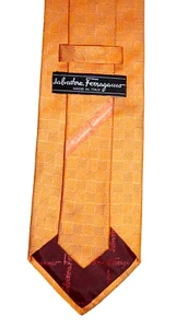 SALVATORE FERRAGAMO SOLID WOVEN LATTICE PATTERN SILK NECK TIE - Picture 1 of 3