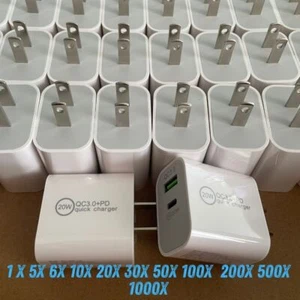 For iPhone 11 12 13 14 15 16 Series 20W Dual Port Type C Charging Block Plug Lot - Picture 1 of 9