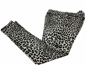 Michael Kors Leggings Donna Piccolo Elasticizzato Caviglia Stampa Leopardata Nero Bianco - Foto 1 di 11