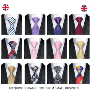 Silk Italian Designer Patterned Ties Neck Tie Weddings Formal Occasions Work tie - Picture 1 of 61