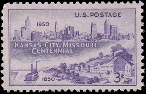 US Stamp #994 - 1950 3¢ Kansas City, Missouri Centennial, EzGrade™ VG/F, DOG - Picture 1 of 3