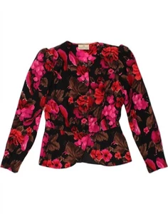FIORELLA RUBINO Womens 5 Button Blazer Jacket UK 14 Large Pink Floral Wool PM08 - Picture 1 of 4