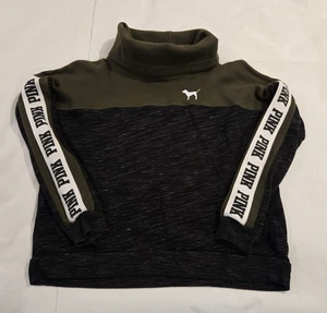PINK Victoria's Secret Women's Cozy Turtle Neck Sweatshirt Dog Logo LG - Picture 1 of 9