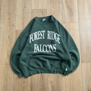 Vintage Forest Ridge Falcons Green Mens XL Crewneck 90s Russell Athletic USA - Picture 1 of 8