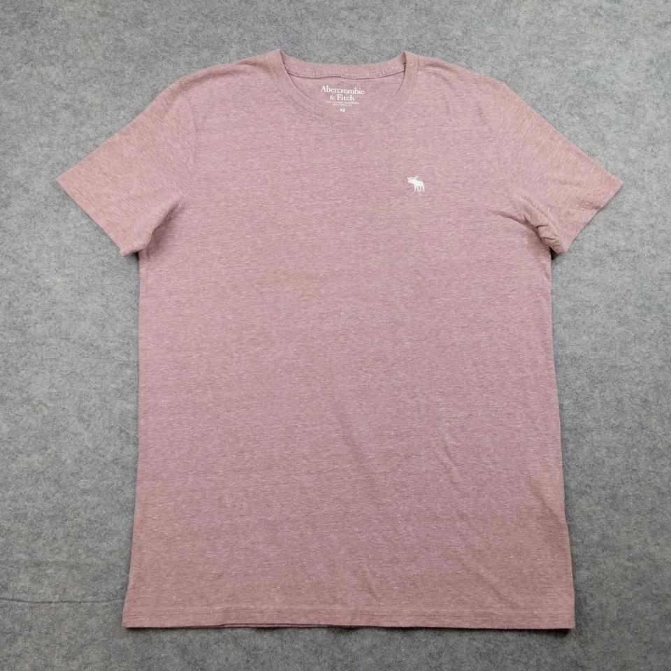 Abercrombie Fitch Shirt Mens Medium Pink Heather Crewneck Logo Tee Casual - Image 1 of 4