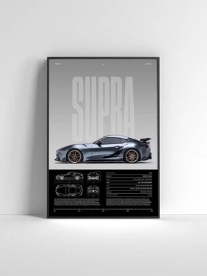 Póster Toyota GR Supra | Arte de pared de auto deportivo moderno | Regalo para amantes de los autos Foto 1 de 3